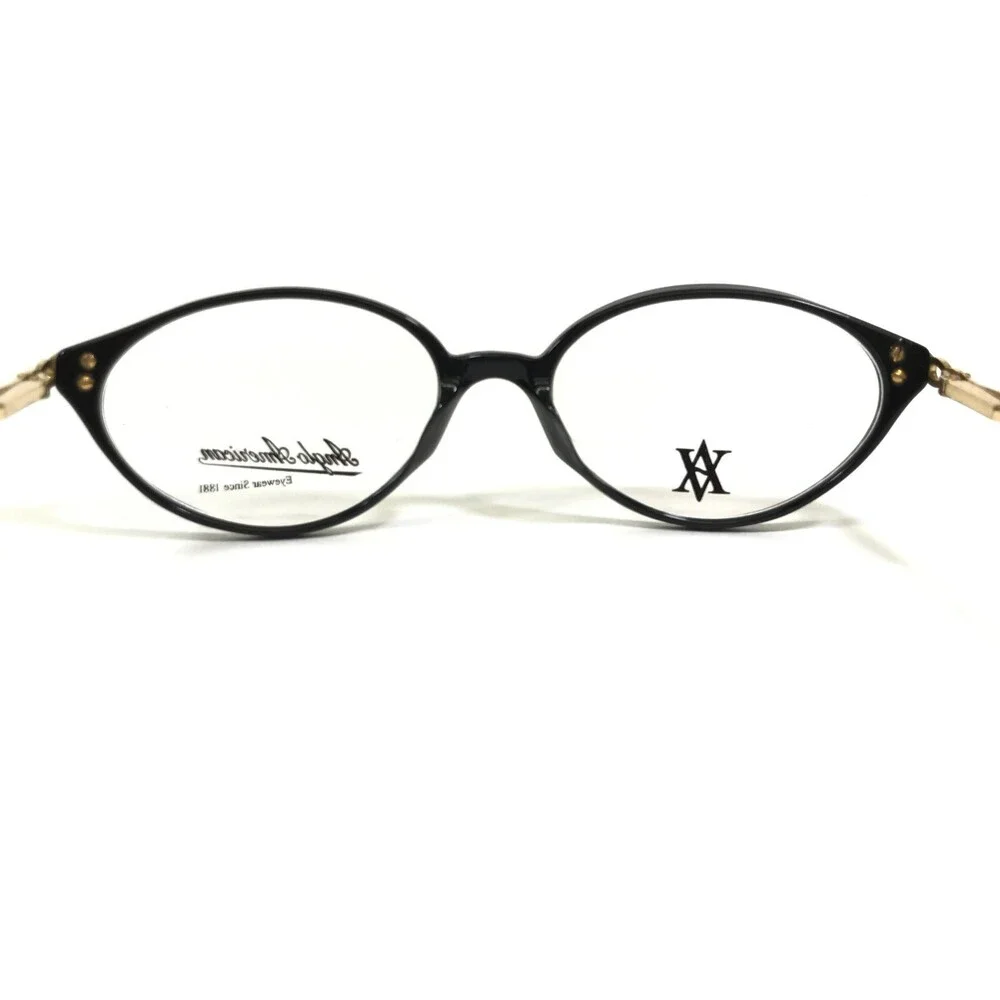 Anglo American Eyeglasses Frames MOD.7102 BLK Black Gold Oval 54-17-135